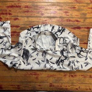 Stylish Horse Print Button Down Shirt